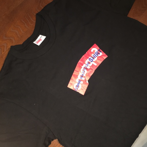 Supreme Comme Des Garcons Shirt Box Logo Tee Black - Picture 3 of 7